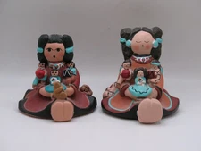 Two Whitefeather Studios Girls with Dolls - Native American Style - USA