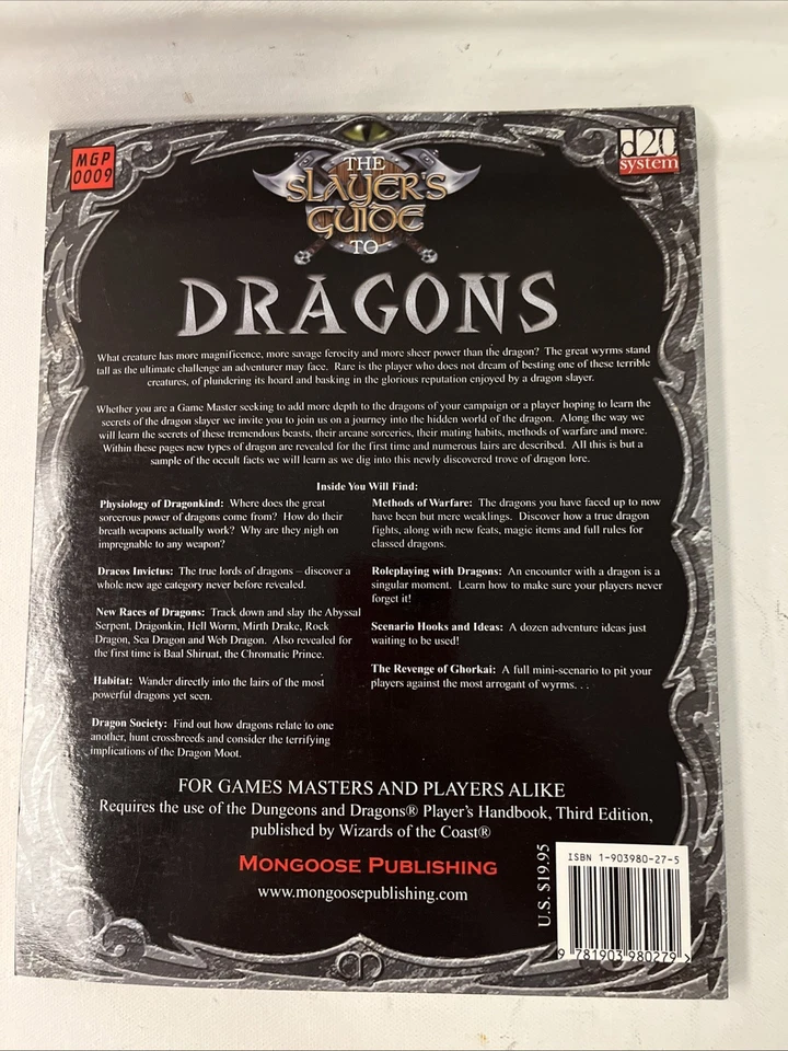 The Slayer's Guide to Dragons (D&D 3.0 d20 2002 Mongoose Publishing MGP0009) - Image 2 of 2
