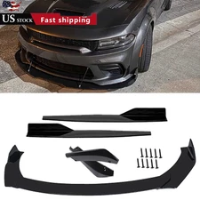 Front Bumper Lip Chin Spoiler Body Kit Splitter Side Skirt For Dodge Charger SR
