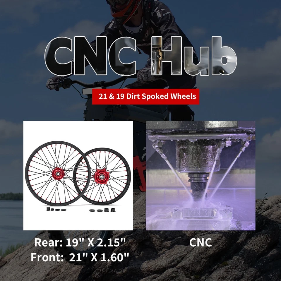 21" 19" MX Wheels Rims Hubs for Honda CRF250R CR450R 02-13 CR125R CR250R CRF450X - Изображение 3 из 4
