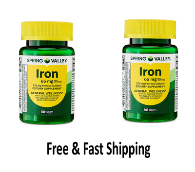 #ad #ad Spring Valley Iron General Wellness Dietary Supplement 65 mg 100 Count 2 Pack $6.98