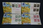 GB first day covers 1970 Philympia set of 4. 3 with blocks of 4 & 1 with set