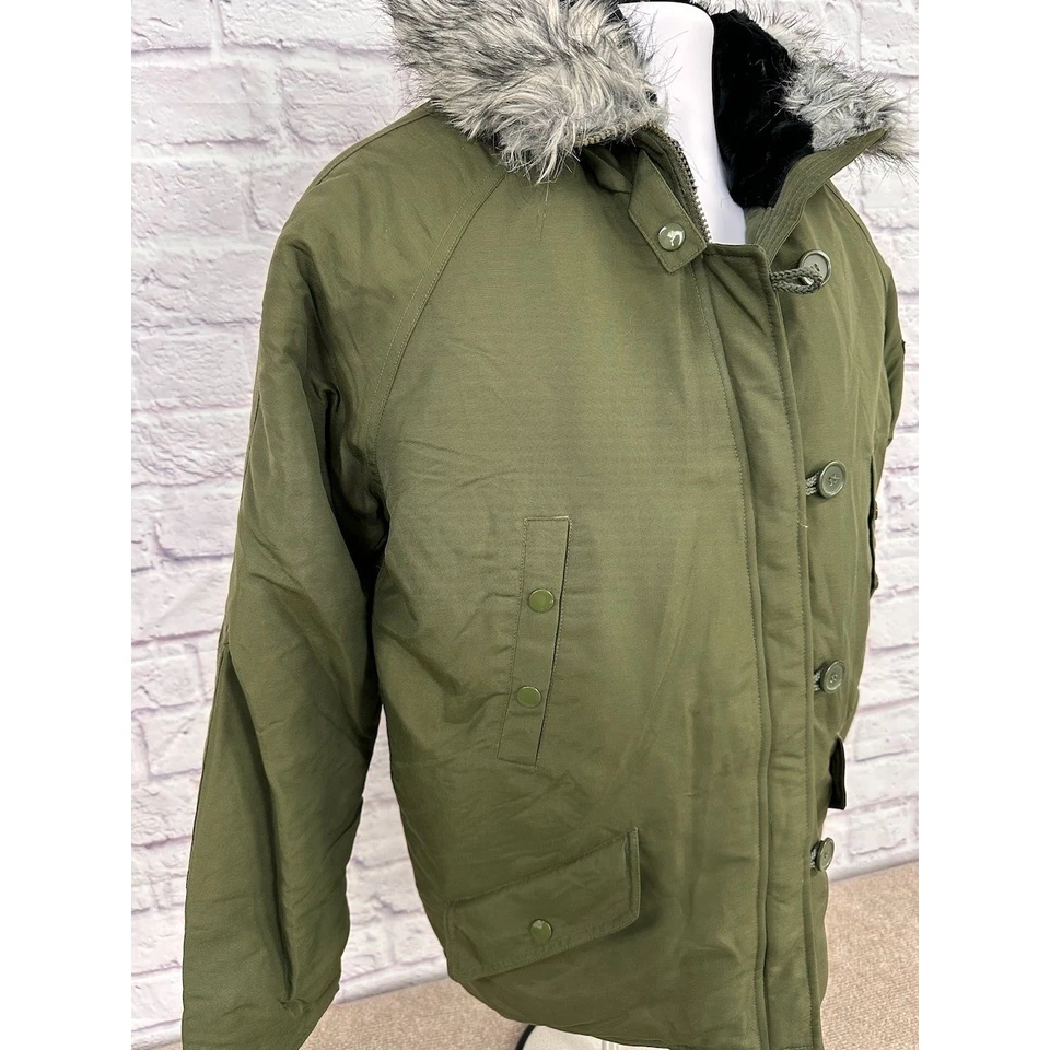 Chaqueta Parka Militar Jordan Craig Vintage Para Hombres Piel Verde Oliva Capucha Talla S Nueva con Etiquetas Foto 3 de 4