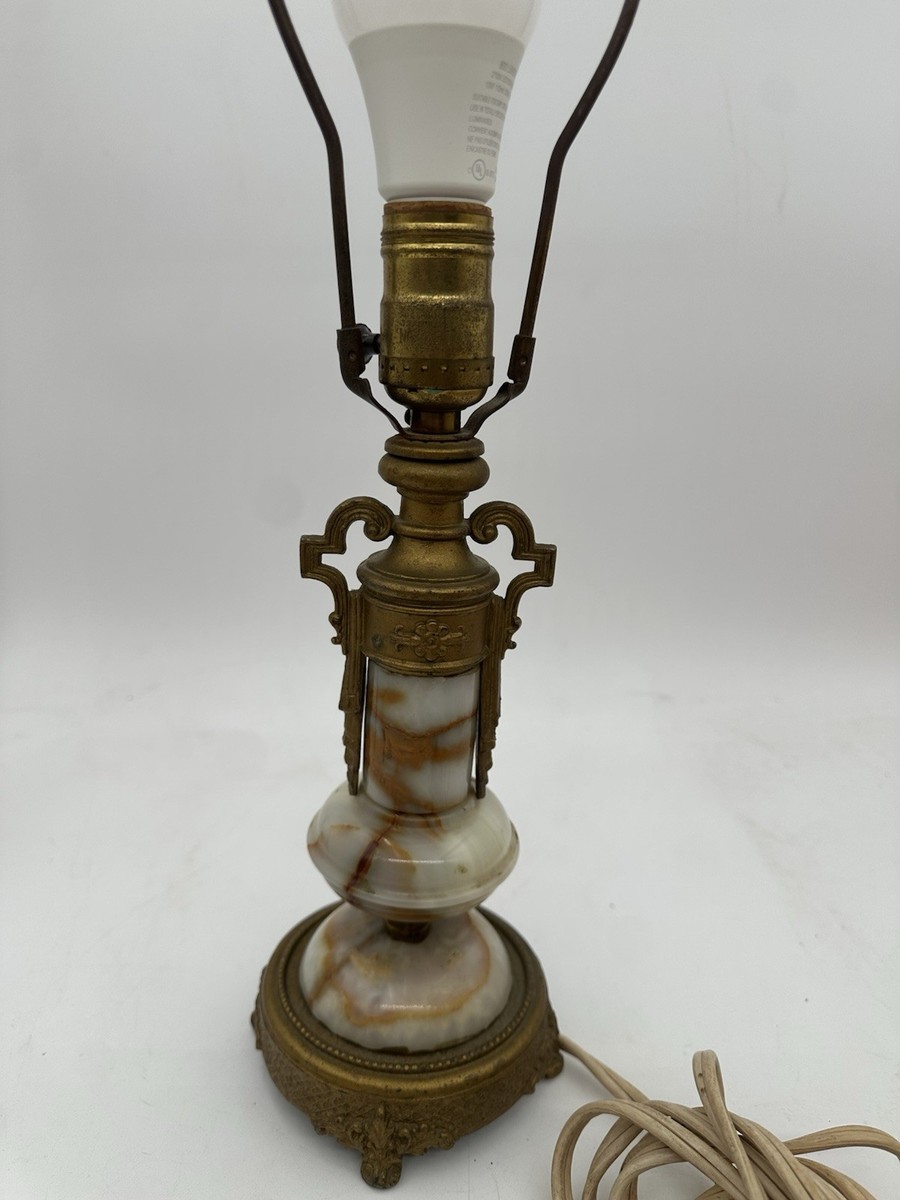 Vintage Onyx Table Lamp Works 20” Tall 1920's Art Deco Natural