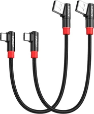 6 inch Right Angle USB C Cable 2Pack 3A Short 90 Degree USB to USBC Fast 1 ft