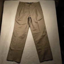 Vintage Duxbak Mens 34x32 Pleated Chino Pants Khaki Tan Cotton Twill USA Made
