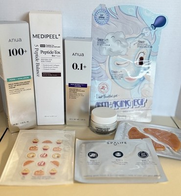Korean Beauty Skincare Lot 8 Items, Full Size Anua PDRN Retinol 0.1 Eye Medipeel