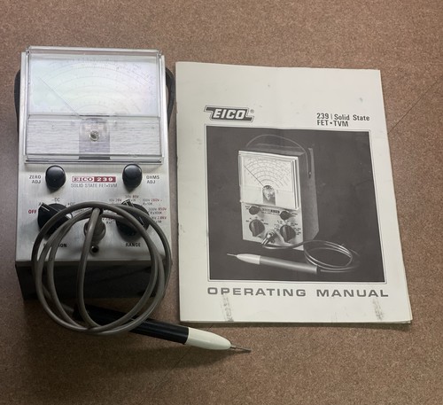 EICO 239 Solid State FET TVM Voltmeter, Sonde & Bedienungsanleitung FUNKTIONIERT