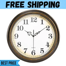 Wall Clock Battery Operated Silent Non-Ticking Vintage Wall Clock for LivingRoom