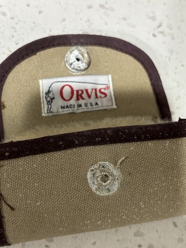 Vtg Orvis Fly Fishing Canvas Pocket Pouch Wallet Case 8 Flies - Picture 10 of 12