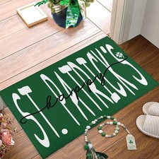 St. Patrick s Day Door Mat - Happy St. Patrick s Tiny Shamrock Print Non Sl...