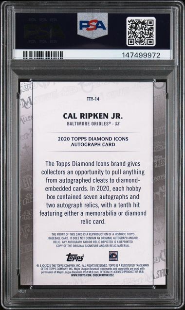 2021 Topps Through the Years #TTY14 Cal Ripken Jr Baltimore Orioles PSA 10 view 2