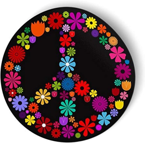 Peace Sign Flowers - 5.5" Magnet for Car Locker Refrigerator Multi Color - Picture 1 of 2