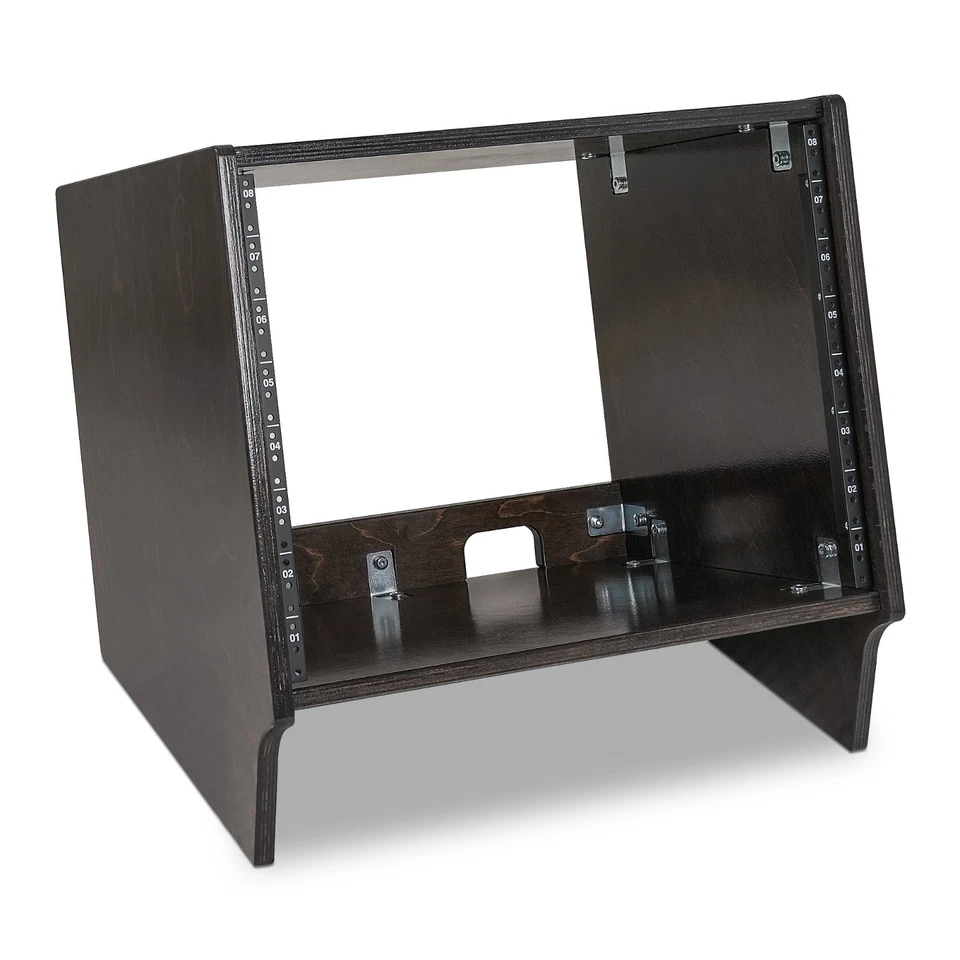 Sound Town DIY 8U Angled Desktop Turret Studio Rack Black Espresso