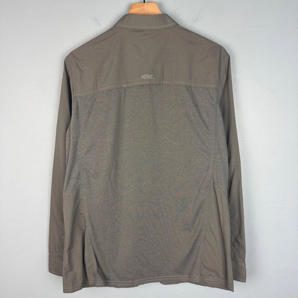 Kuhl 男式灰色格子长袖纽扣衬衫远足表演弹力 — 第 4/4 张图片