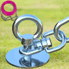 TOPKNOT Dog Tie Out Cable and Stake,(up to 200lbs) 30FT Heavy Duty Cable,360°Swi