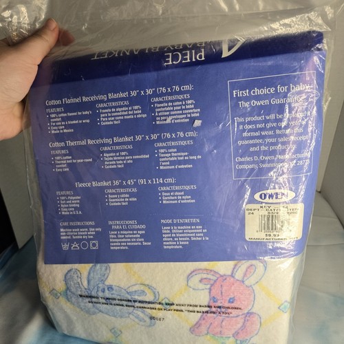 Vintage Nuovo Owen 4 Pezzi Coperta Neonato Starter Set Cotone Made in USA - Foto 4 di 4