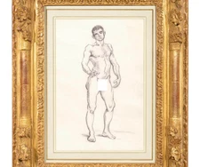 Vincent Van Gogh Drawing Post-Impressionist Dutch Portrait Man Male nude gay