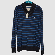 NWT Mens American Eagle V neck crested shawl collared long sleeve sweater S