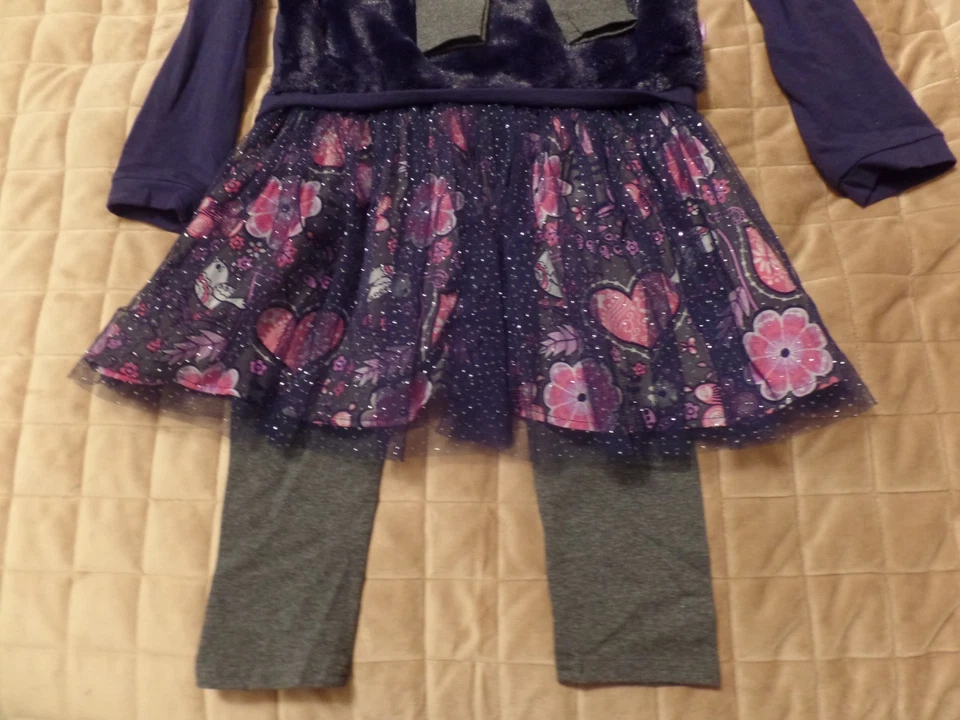 Dollie & Me, 4 Piece Set, Tops/Pants, Black/Gray Floral/Lace, Size:8, New w/Tags - Image 3 of 4