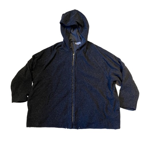 Transit Par-Such Grey Wool Blend XL Zip Up Hooded Sweater