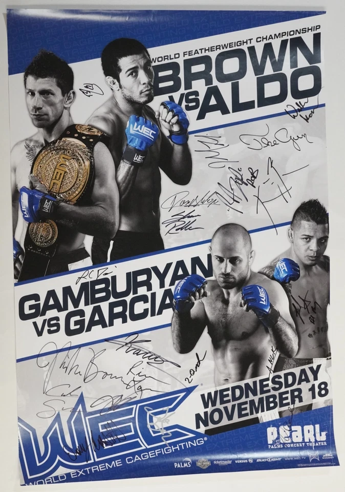 Jose Aldo Mike Brown Cub Swanson Signed by Card WEC 44 Fight Poster UFC SBC 125 - Image 4 of 4