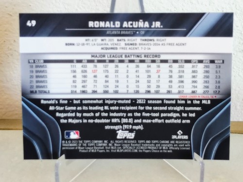 2023 Topps Chrome Black 49 Ronald Acuña Jr. - Bild 2 von 2