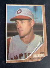 1962 Topps Baseball Card #103 Don Blasingame Cincinnati Reds Poor Free Shipping!