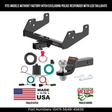 For 22-24 F150 Trailer Hitch 4 Pin Wiring 2" Ball LED Tail Exc OE Hitch & Police