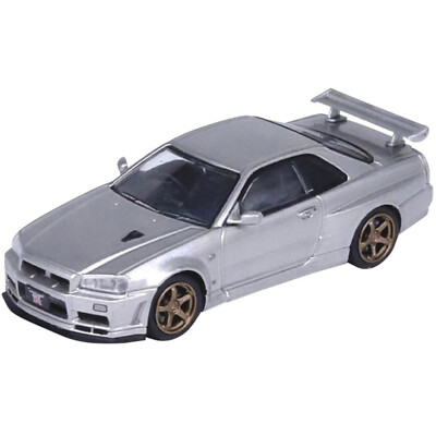 1:64 Nissan Skyline GT-R R34 V-Spec II von Inno 64 in silber R34VS-SIL Modellauto