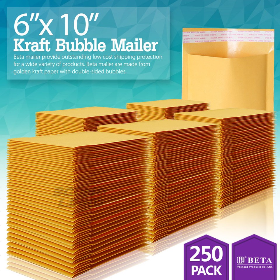 5-Pack 6x9 Inch Kraft Padded Bubble Mailers - Self Seal Shipping Envelopes For Small Business
