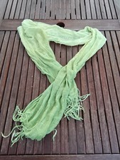 Schöner gewebter Fransen Schal Tuch Rohseide grün Farbverlauf 40 x 180 cm