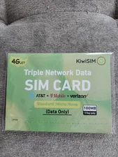 KiwiSIM Prepaid Data SIM Card Support for AT&T, T-Mobile and Verizon Network, US