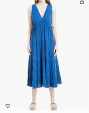 MAX STUDIO Cobalt Blue Size XS Tiered High Low Dress Original Price $148