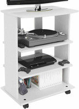 Mobile TV in Legno MDF con 3 Ripiani Porta Console Videogiochi DVD e 4 Ruote Mob