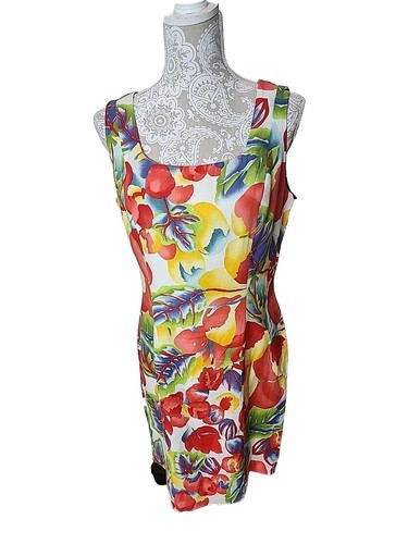 Rebecca Reid Collection Linen Sleeveless Sheath Knee Length Floral Dress 12 - Picture 3 of 9