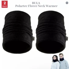 Neck Warmer for Winter 2 Pack Polartec Double Layer Fleece (Black) from Bula+