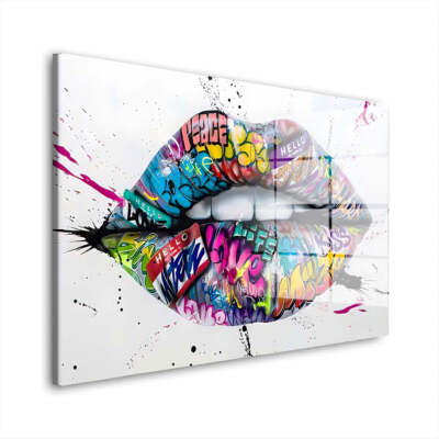 Lippen Street Art Lips Pop Art Acrylglas Wandbild Bild Wanddeko Wohnzimmer XL