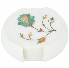 Marbre Coaster Set Pietra Dura Malachite Pierre Main Décor Maison