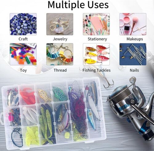 Clear Plastic Jewelry & Craft Storage Box Duo with 36 Adjustable Compartments - Picture 7 of 9