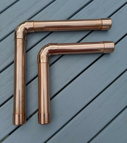 Support d'étagère en forme de « L » pour tuyaux industriels chrome et cuivre (Steampunk) - Photo 2 sur 11