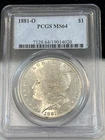 1881-O Morgan Silver Dollar PCGS MS64 Cert# 19014020 Very Appealing!