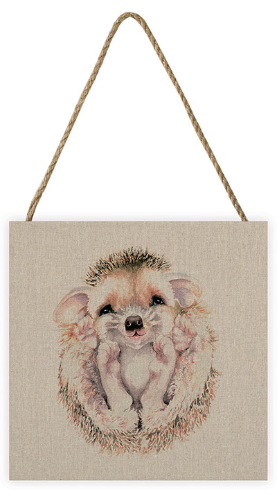 Jane Bannon - Maddy - Hedgehog - Wooden Block Wall Art 20 x 20 x 3cm EMBW00085