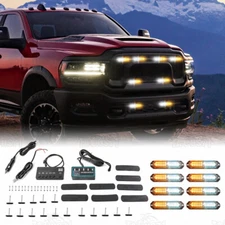 8pcs 12-LED Strobe Emergency Lamps Surface Mount Flashing Light For Truck Pickup