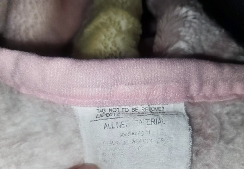 VTG Pink Sleeping Teddy Bears Microplush Throw Blanket Lamb Heart Flower 45x60 - Picture 5 of 22