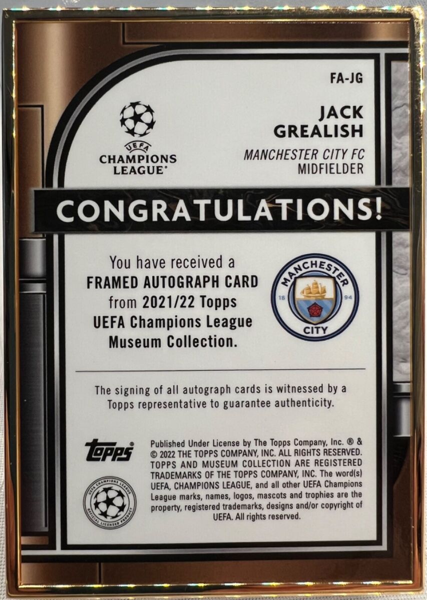 Topps UEFA Museum Collection 21/22, Jack Grealish Gold Topps UEFA Museum Collection 21/22, Jack Grealish Gold