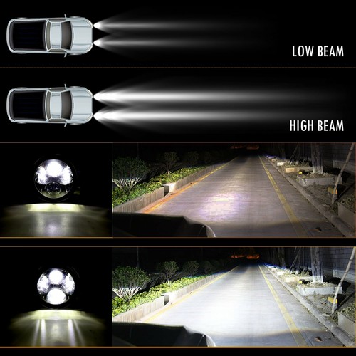 Pair 7Inch For Hummer H1 Round LED Headlight Offroad Headlamp Hi/Low Sealed Beam - Picture 6 of 8