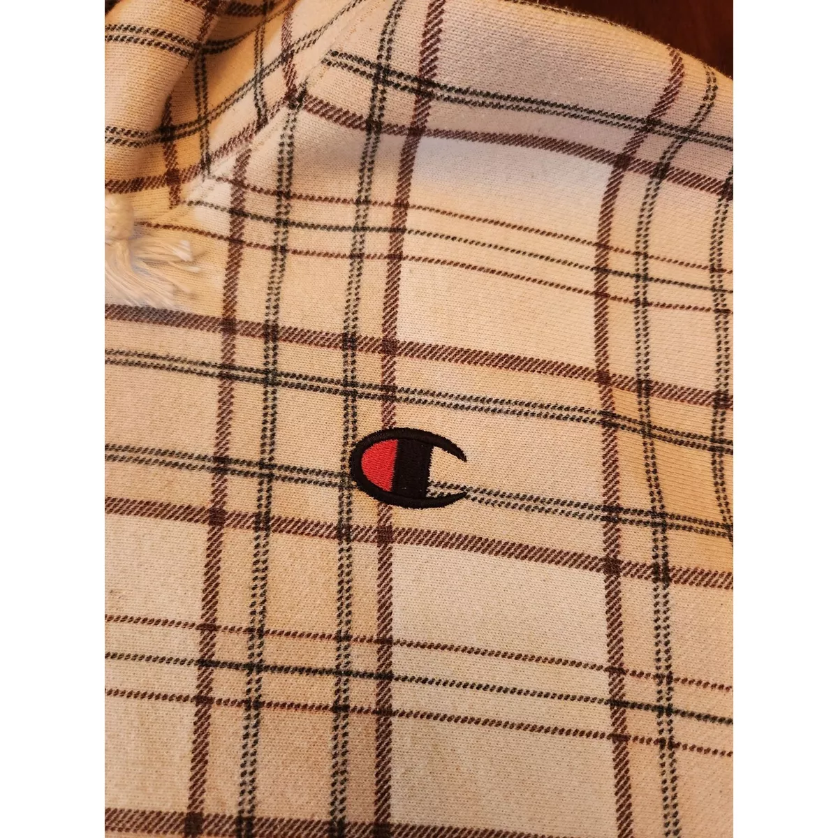 Pink plaid champion sweatshirt sale