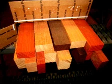 TWENTY (20) PIECES COLORFUL VARIOUS SPECIES WOOD LUMBER 12" LENGTHS BY 2" WIDTHS