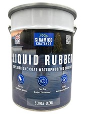 Liquid Rubber Roof Coating Instant Wateproofer - 5 Litres - Grey, Black or Clear